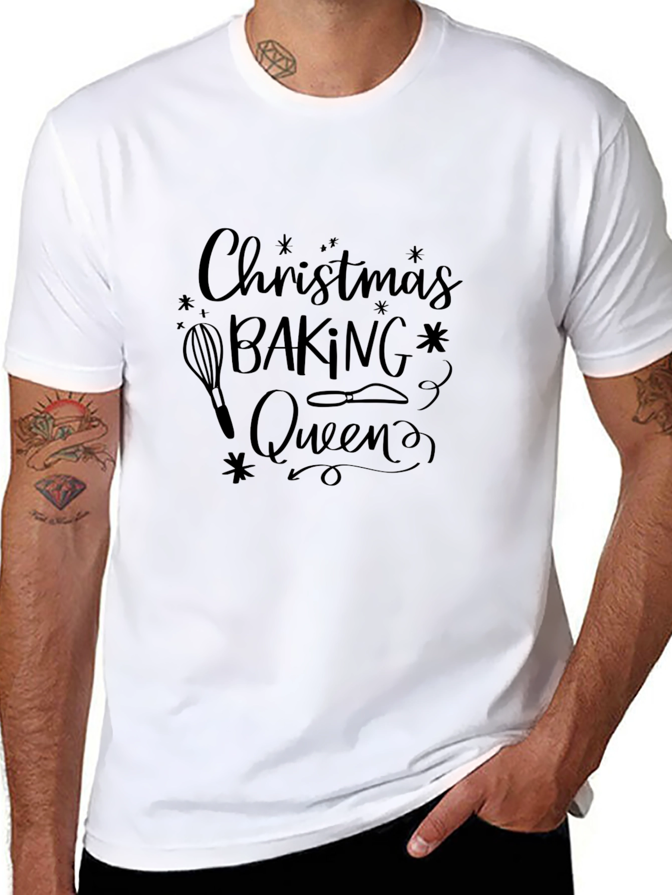 Christmas Baking Queen Black T-Shirt