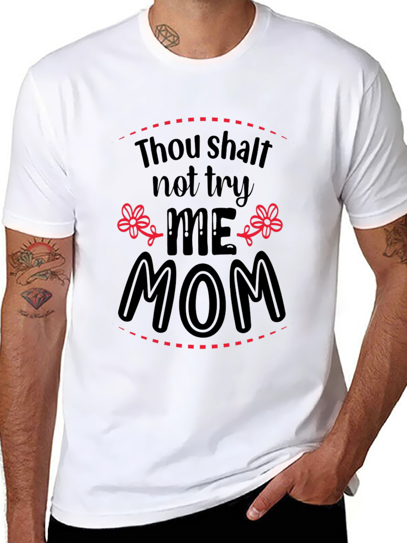 Thou Shalt Not Try Me Mom Black Tee