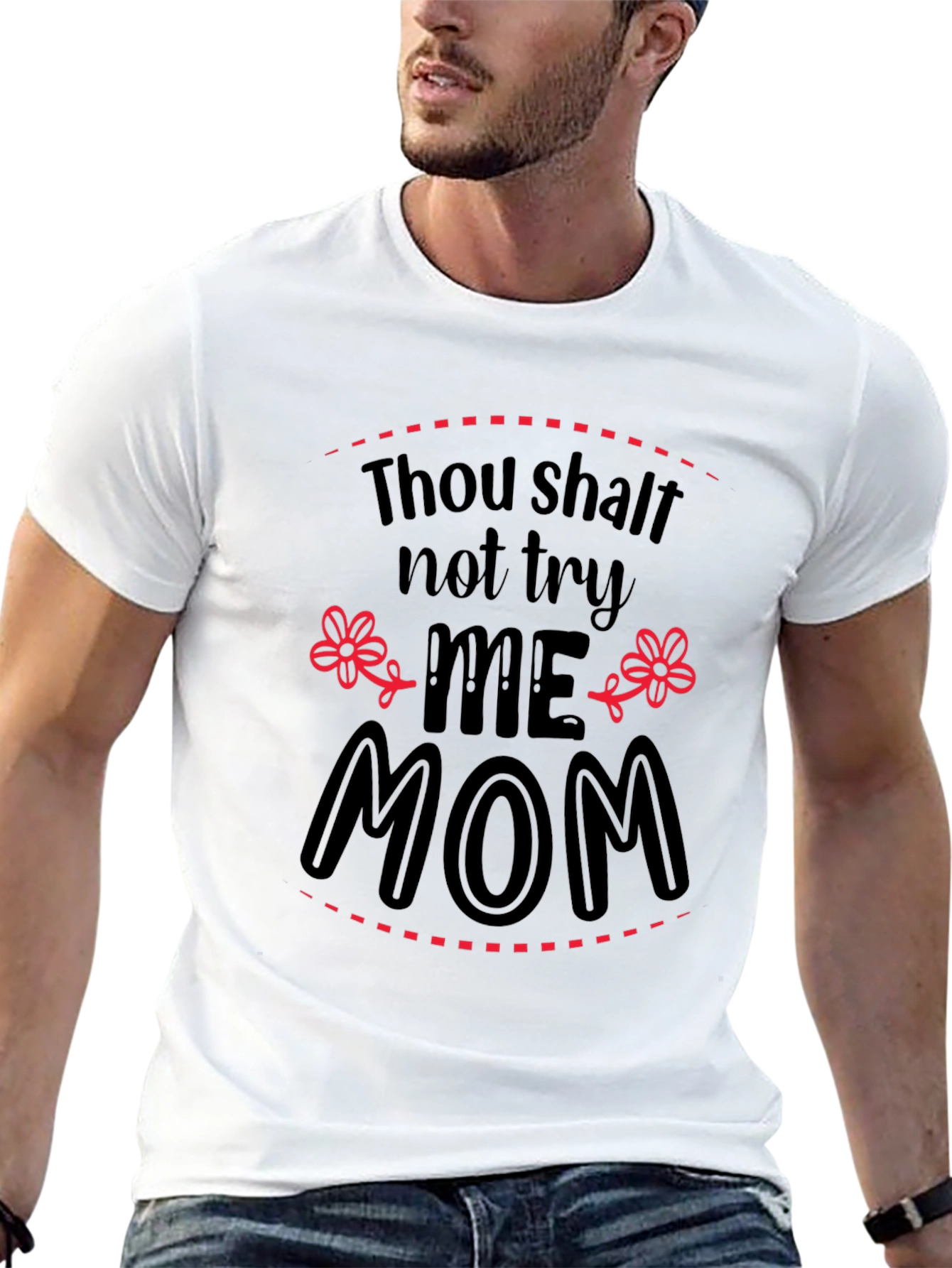 Thou Shalt Not Try Me Mom Black Tee