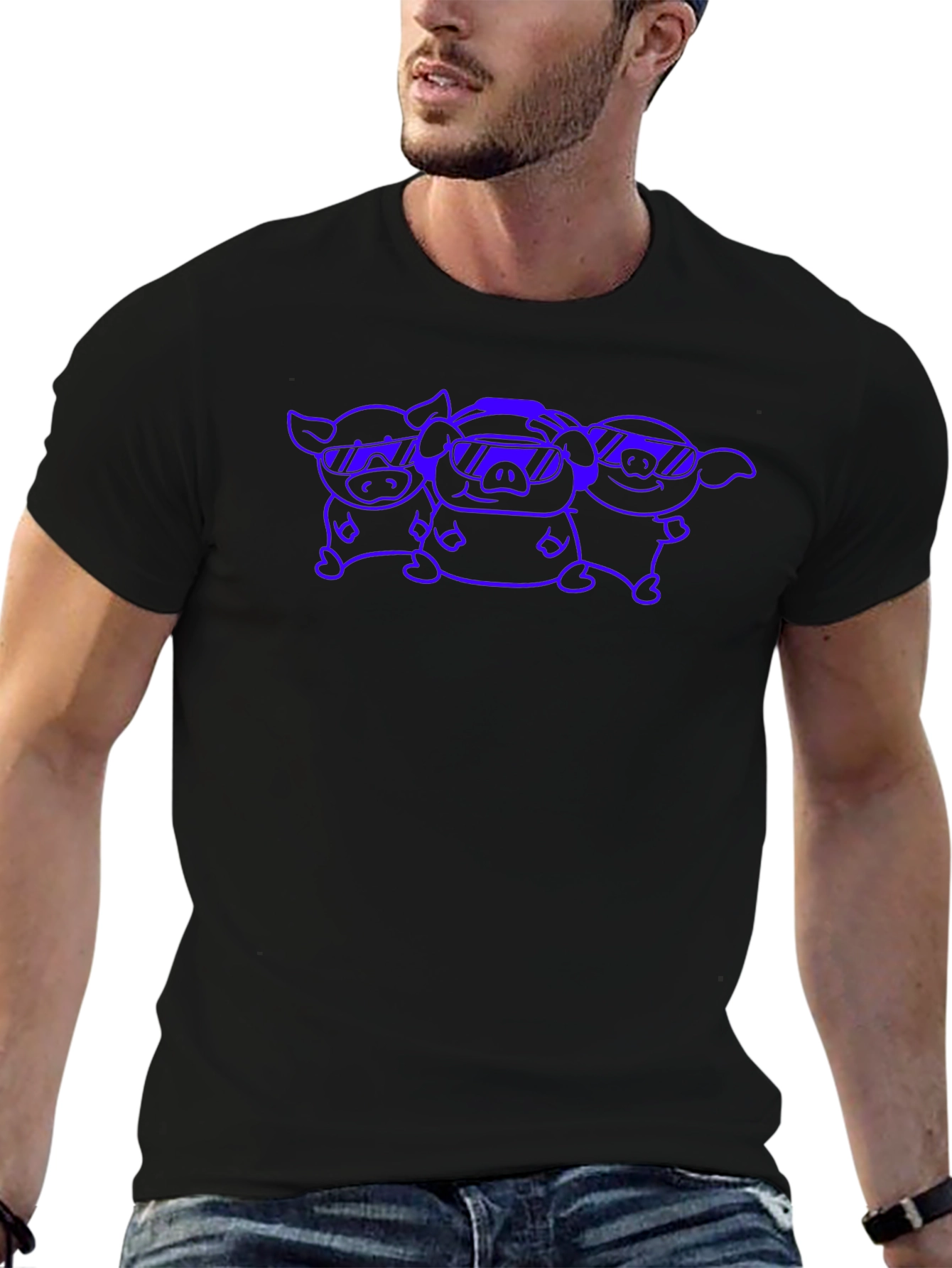Cool Pig Gang Graphic Tee - Black Cotton T-Shirt