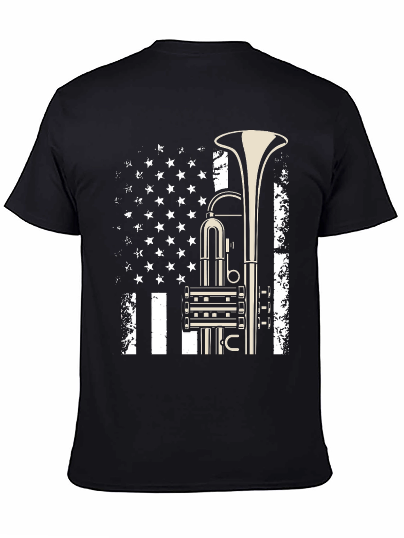 Trumpet Flag Graphic Tee - Music Lover Shirt
