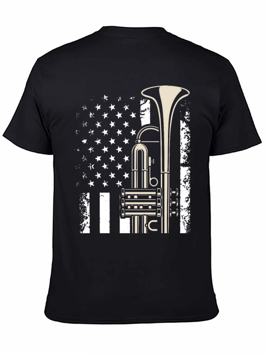 Trumpet Flag Graphic Tee - Music Lover Shirt