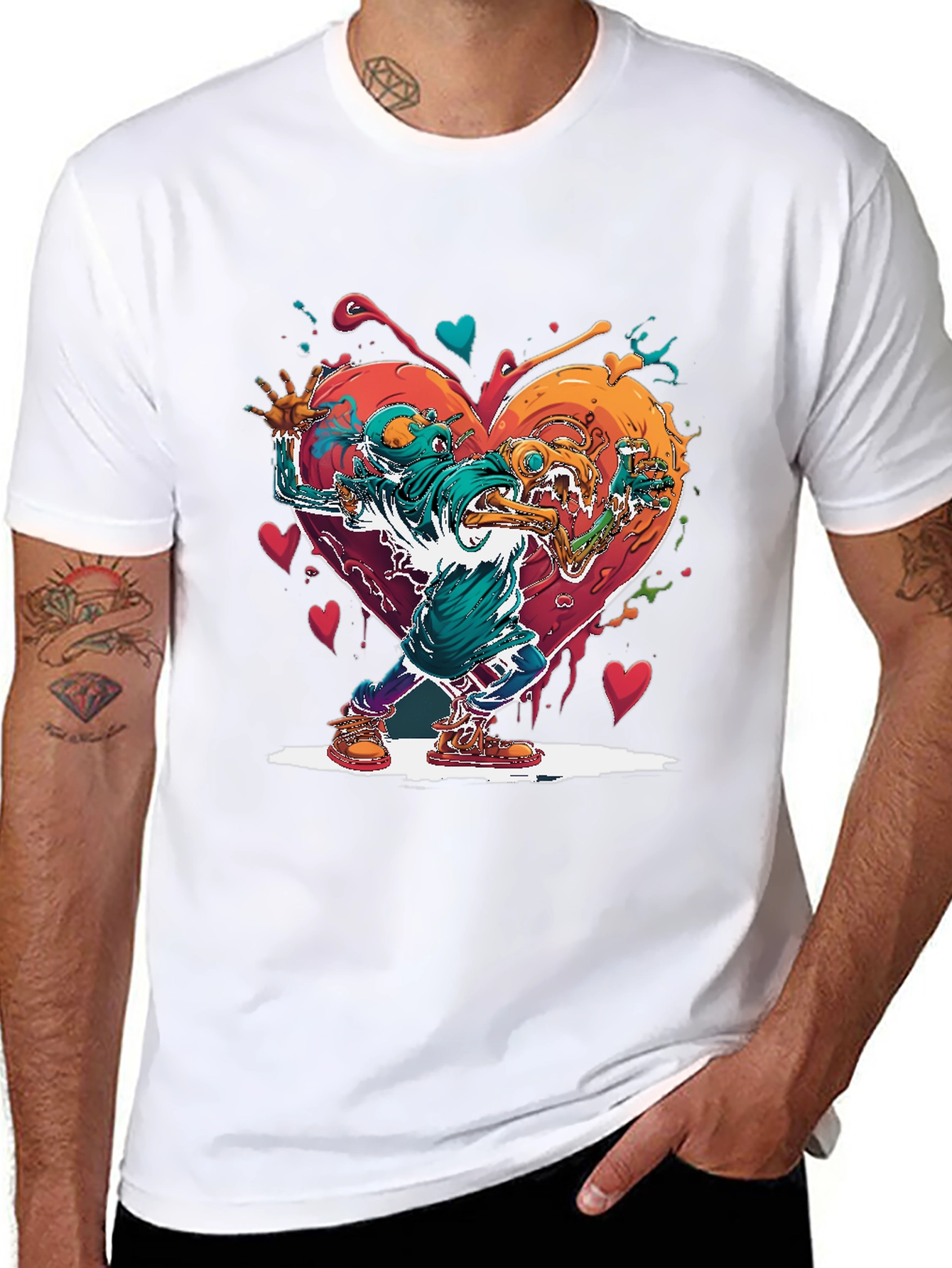 Heart Monster Graphic Tee - Artistic Style