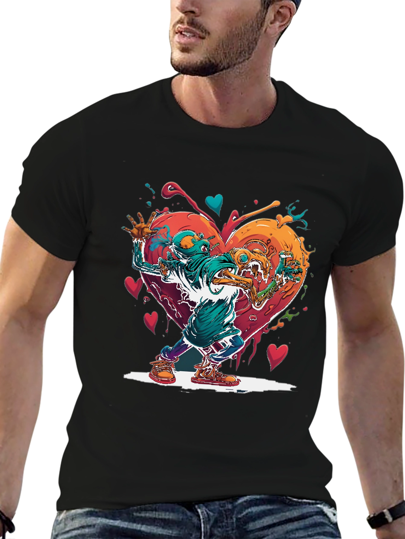Heart Monster Graphic Tee - Artistic Style