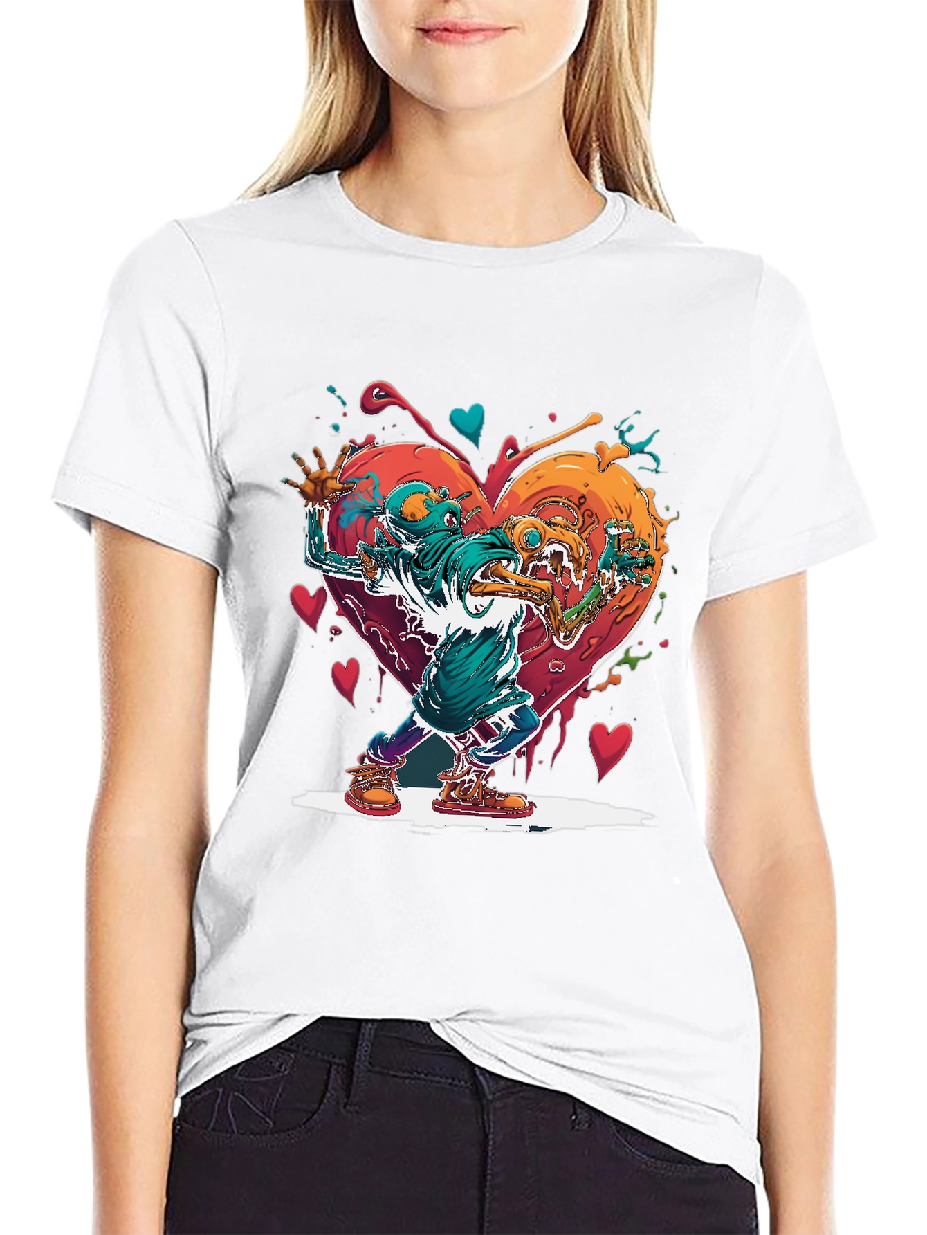 Heart Monster Graphic Tee - Artistic Style