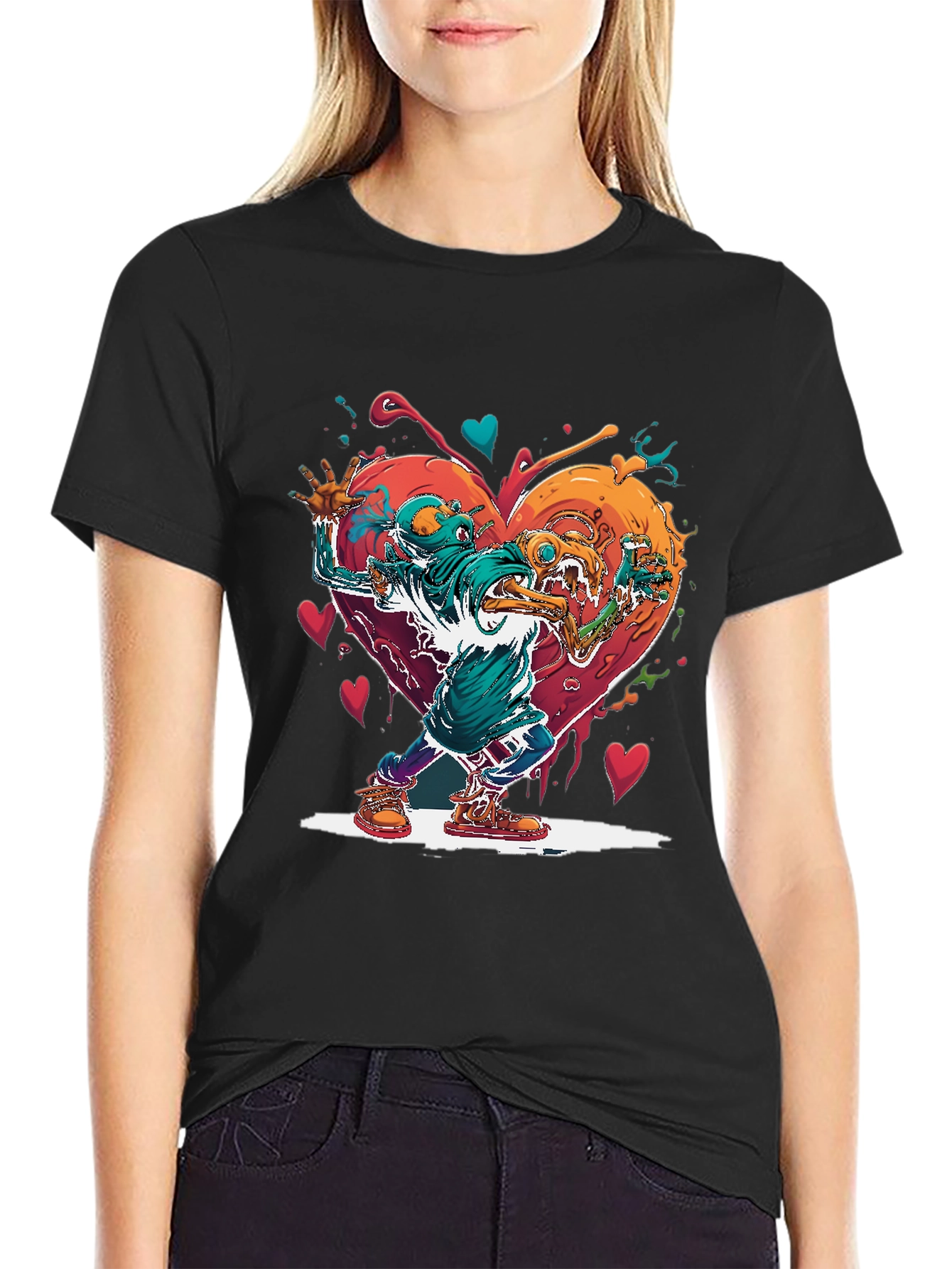Heart Monster Graphic Tee - Artistic Style