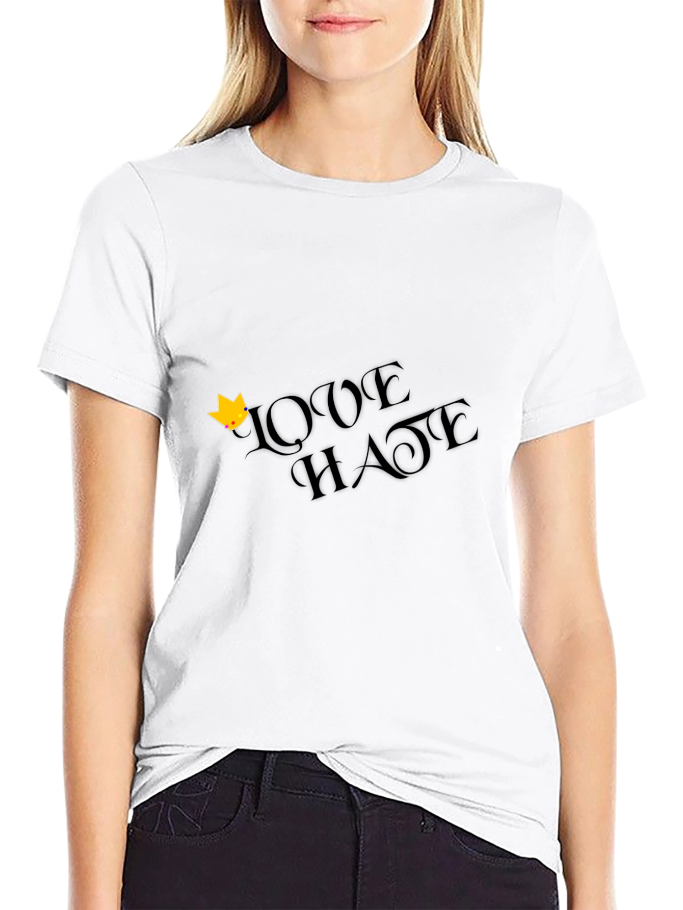 Love Hate Graphic Print T-Shirt - Casual Comfort