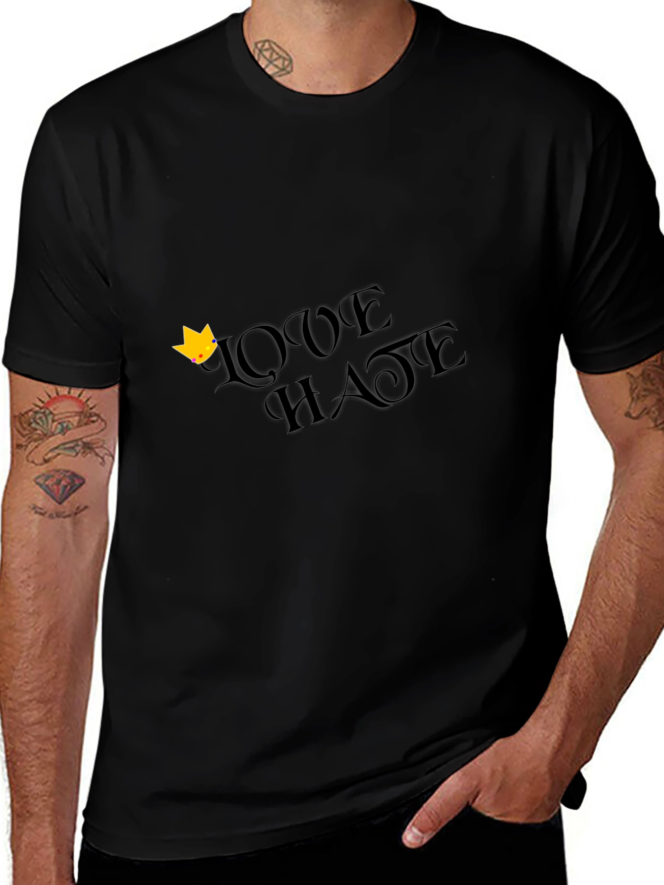 Love Hate Graphic Print T-Shirt - Casual Comfort