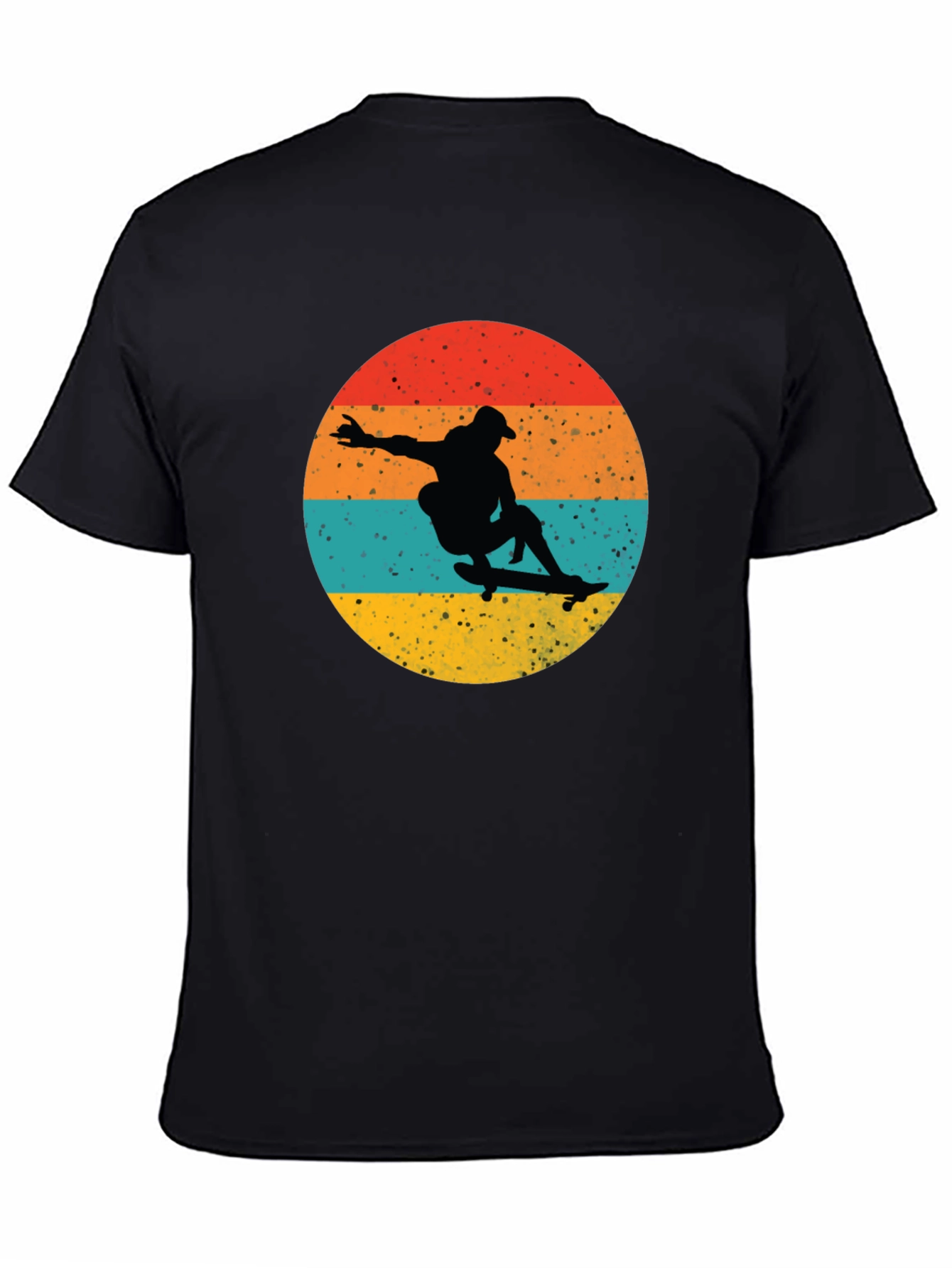 Retro Skateboarder Graphic Tee - Black