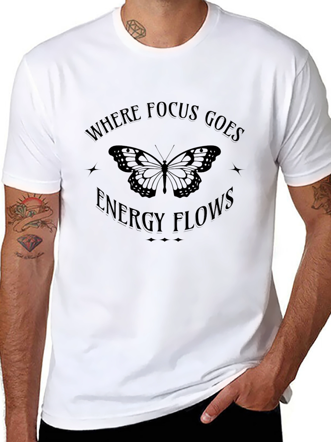 Butterfly Energy Flow Graphic Tee - Black