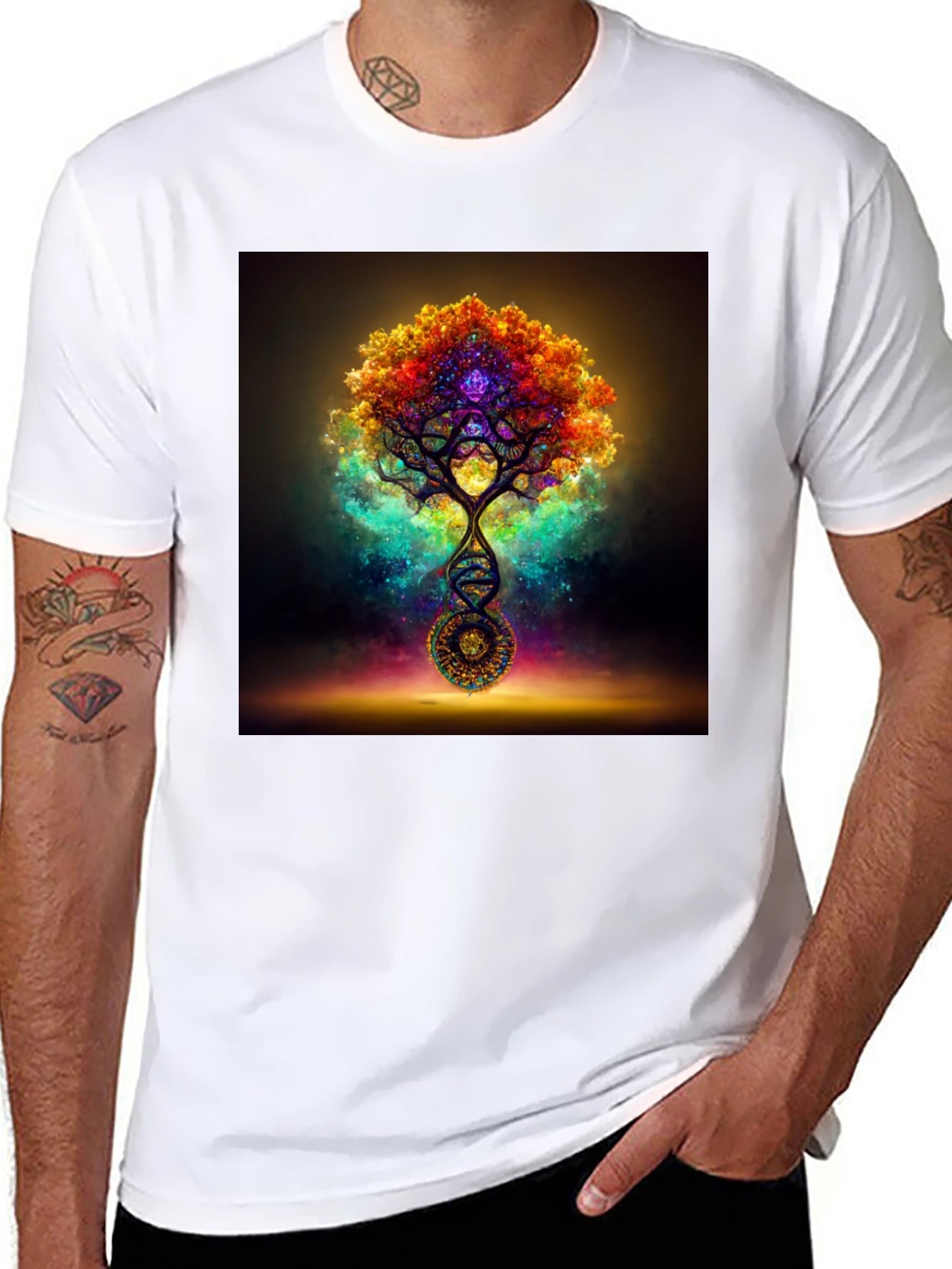 Tree of Life DNA T-Shirt - Cosmic Spiritual Design