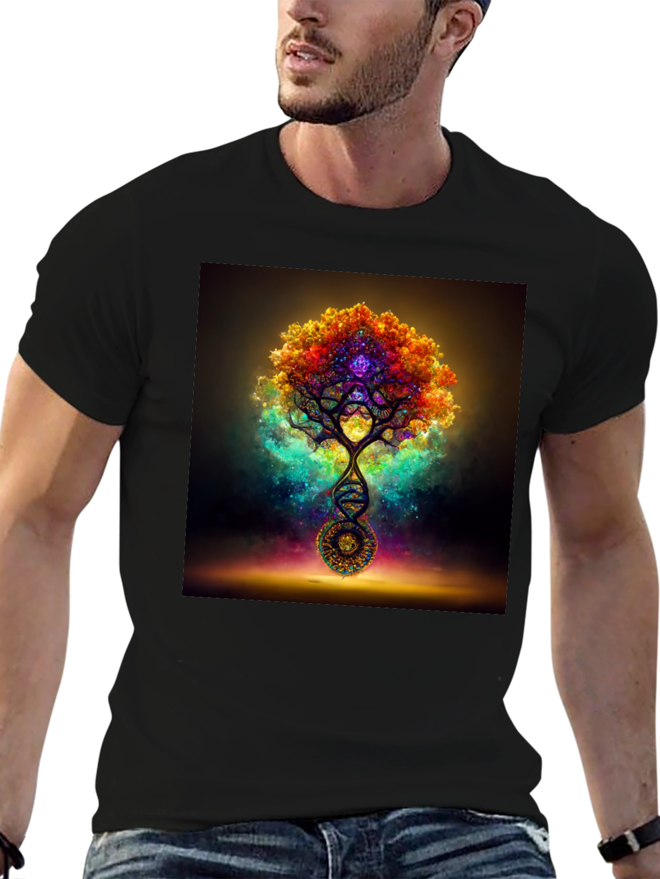 Tree of Life DNA T-Shirt - Cosmic Spiritual Design