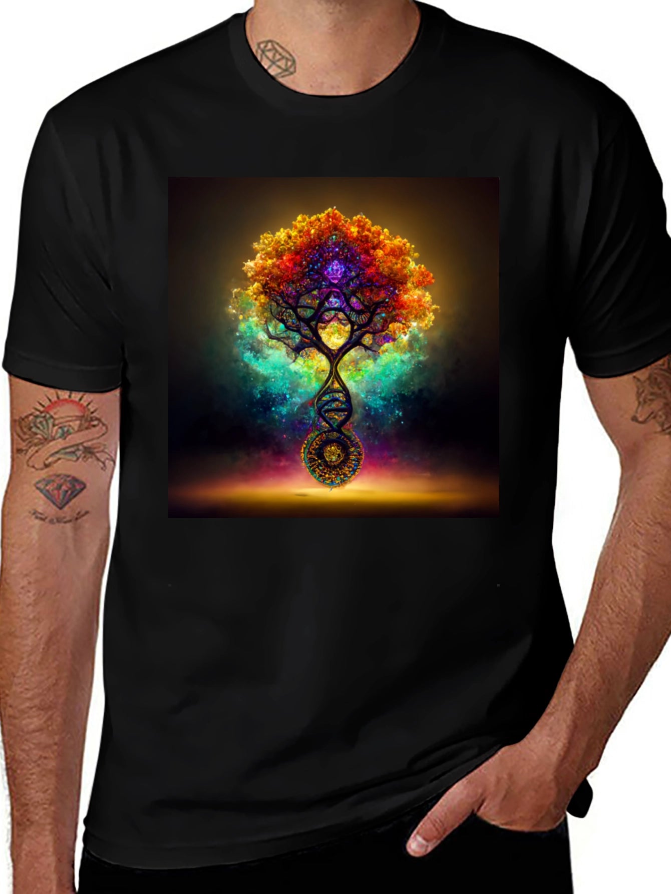 Tree of Life DNA T-Shirt - Cosmic Spiritual Design
