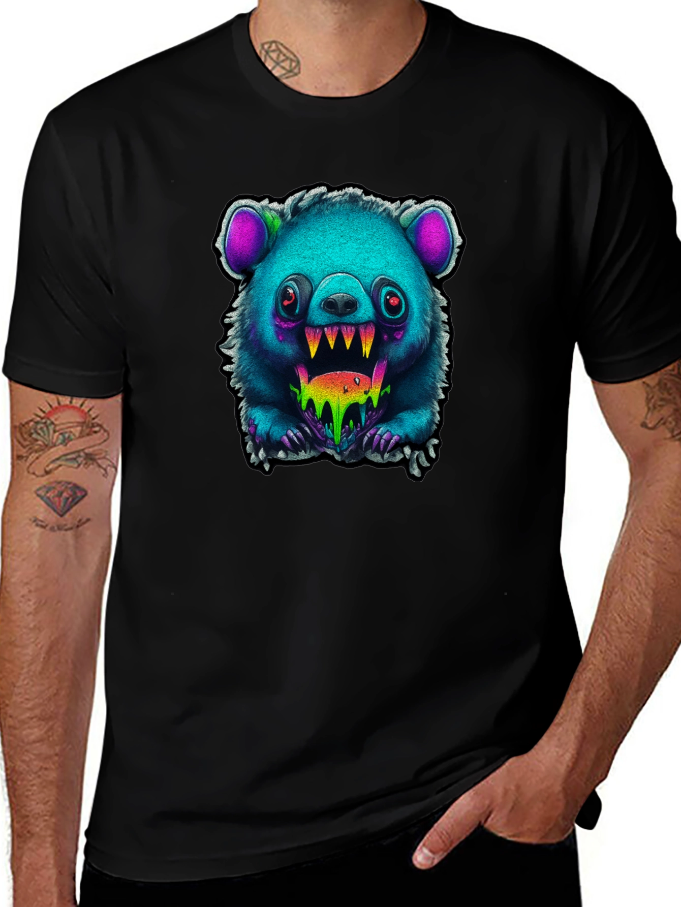 Monster Bear Graphic Tee - Creepy Cute Style