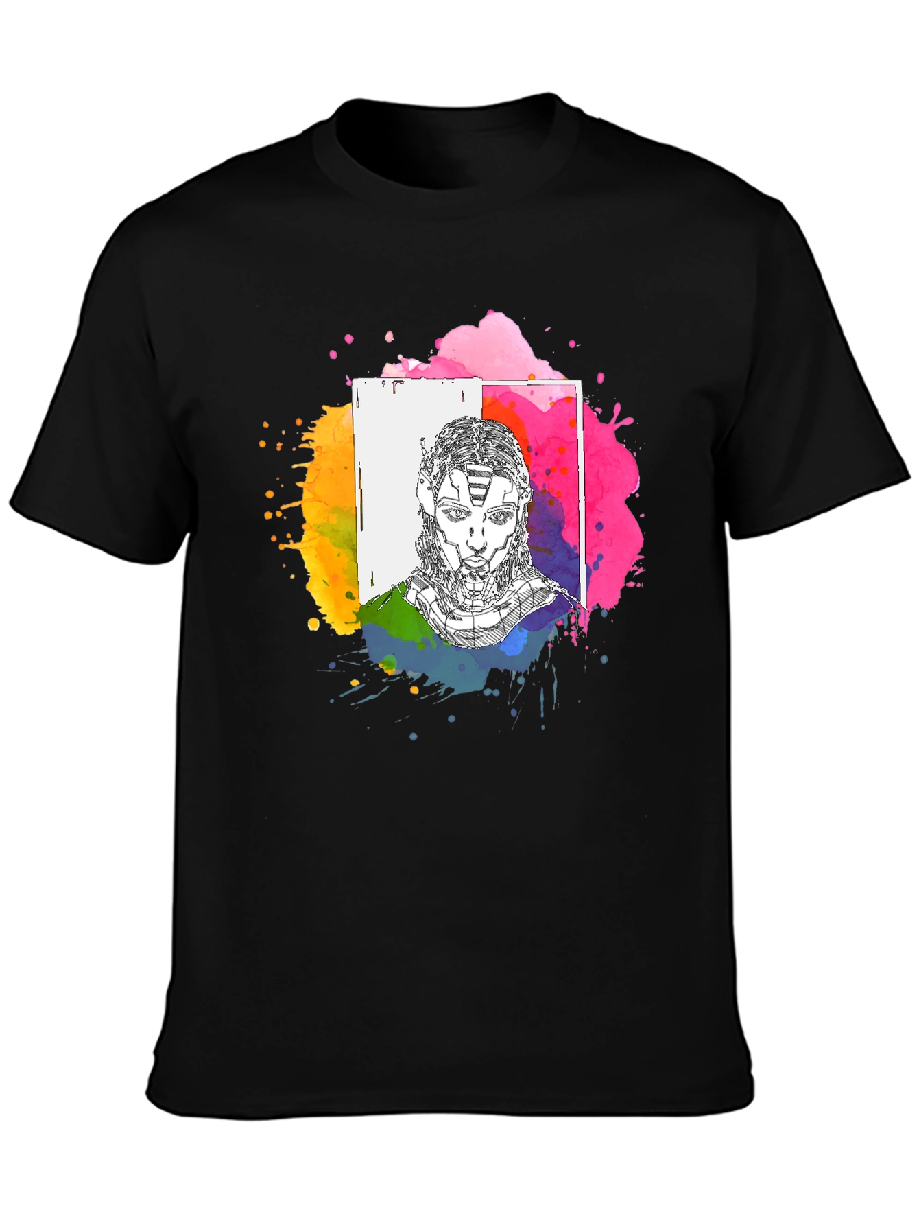 Abstract Avatar Graphic Tee - Black Unisex T-Shirt