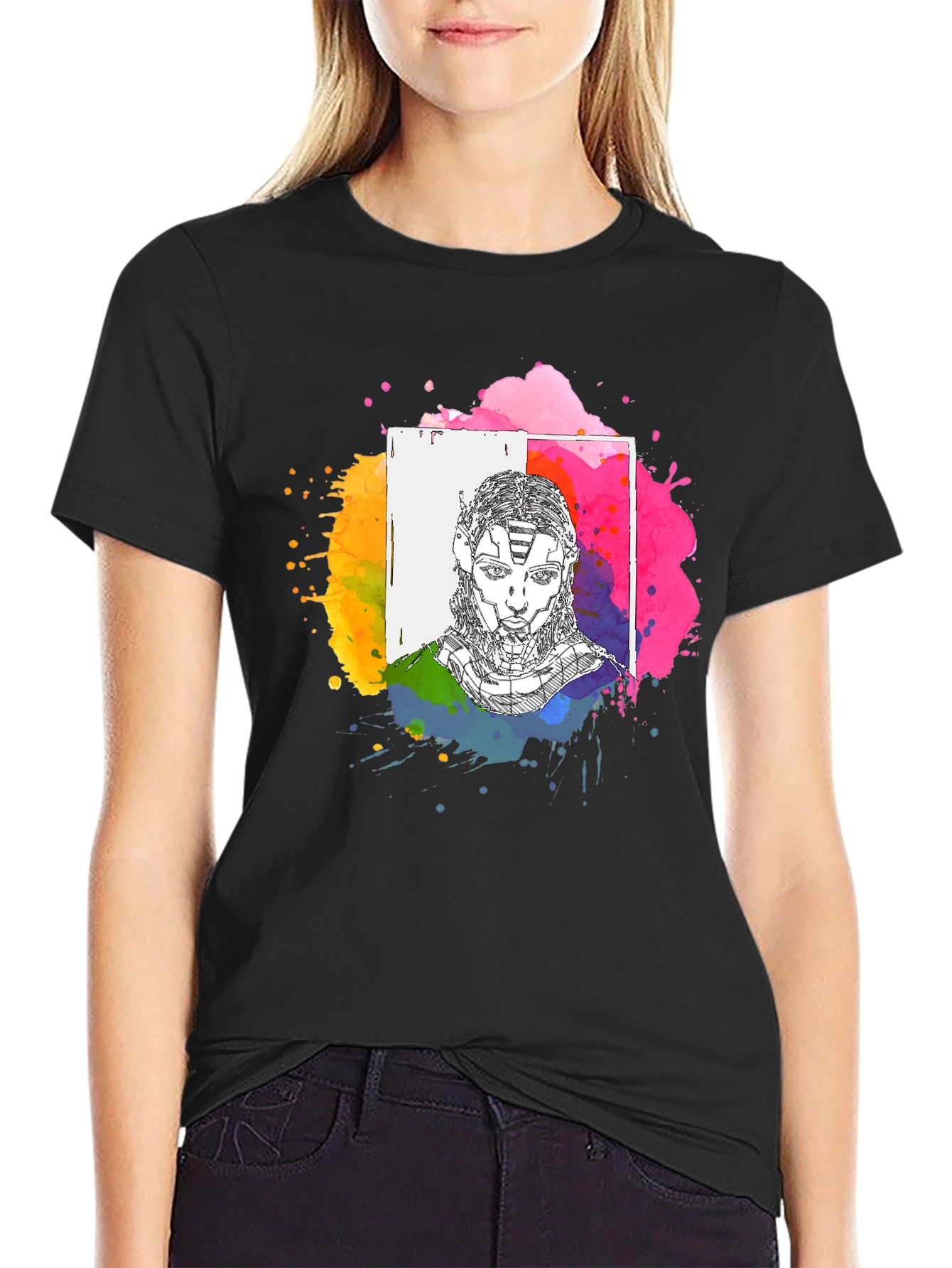 Abstract Avatar Graphic Tee - Black Unisex T-Shirt