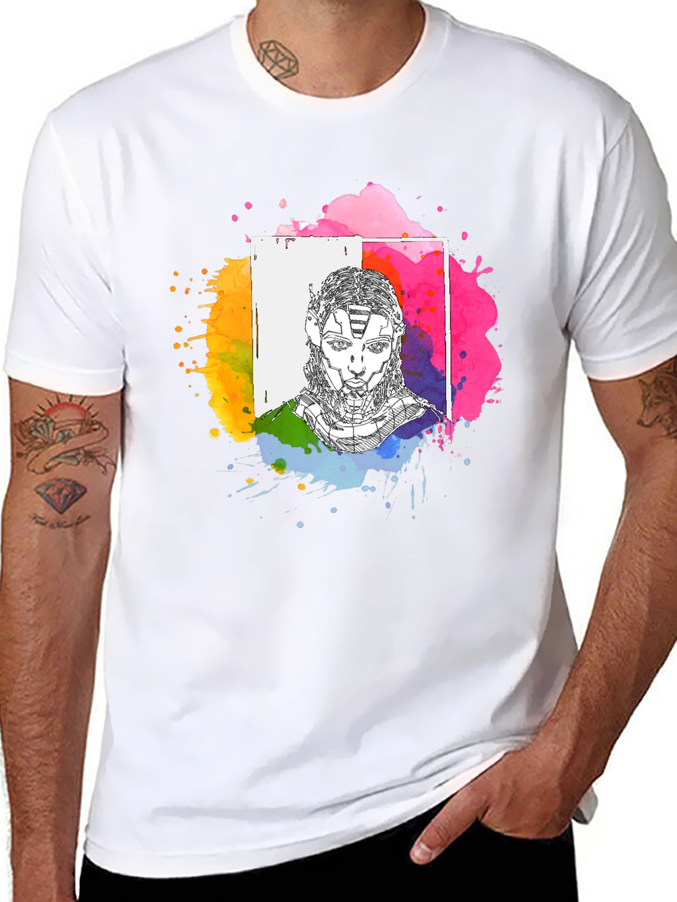 Abstract Avatar Graphic Tee - Black Unisex T-Shirt