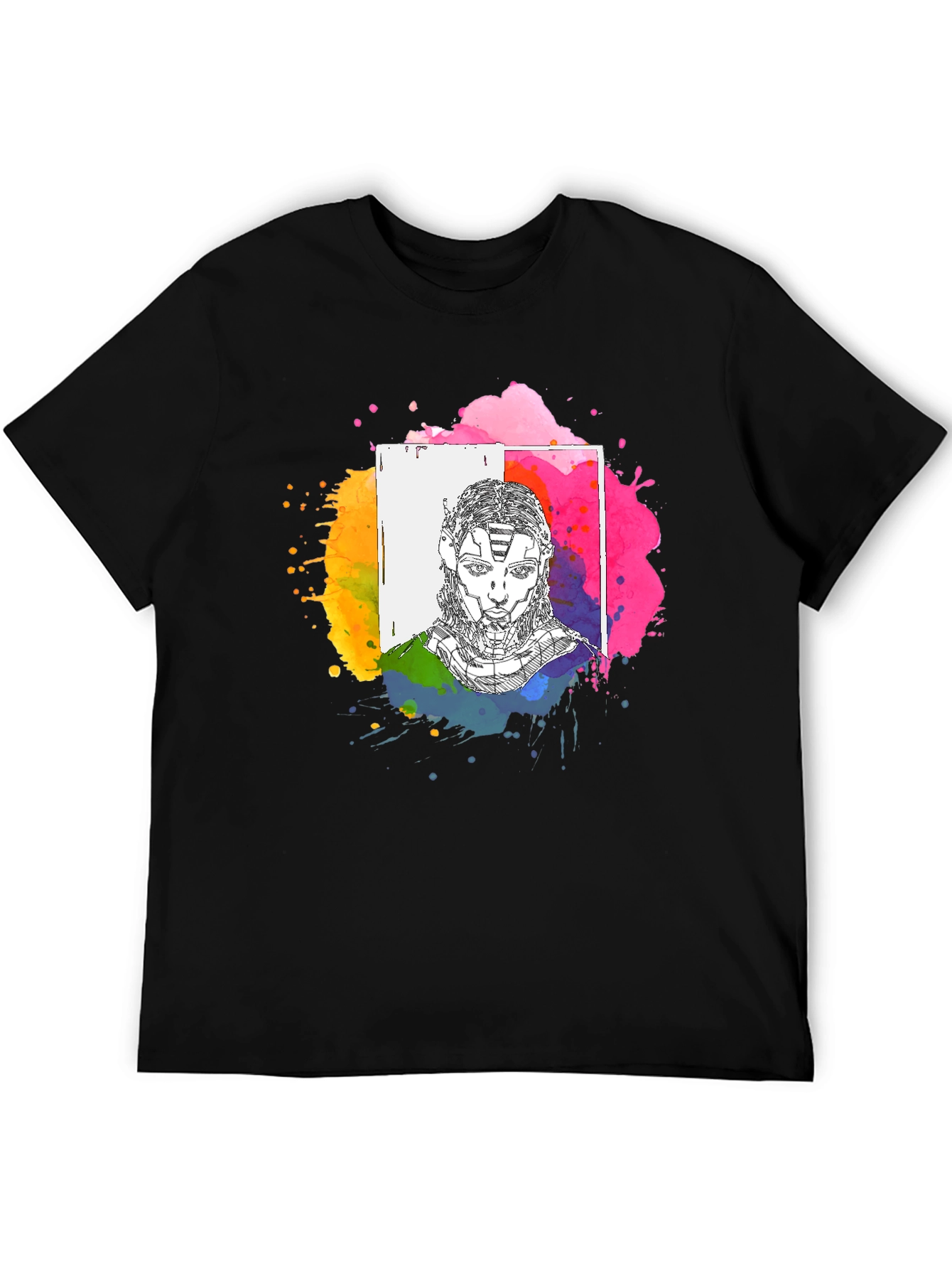 Abstract Avatar Graphic Tee - Black Unisex T-Shirt