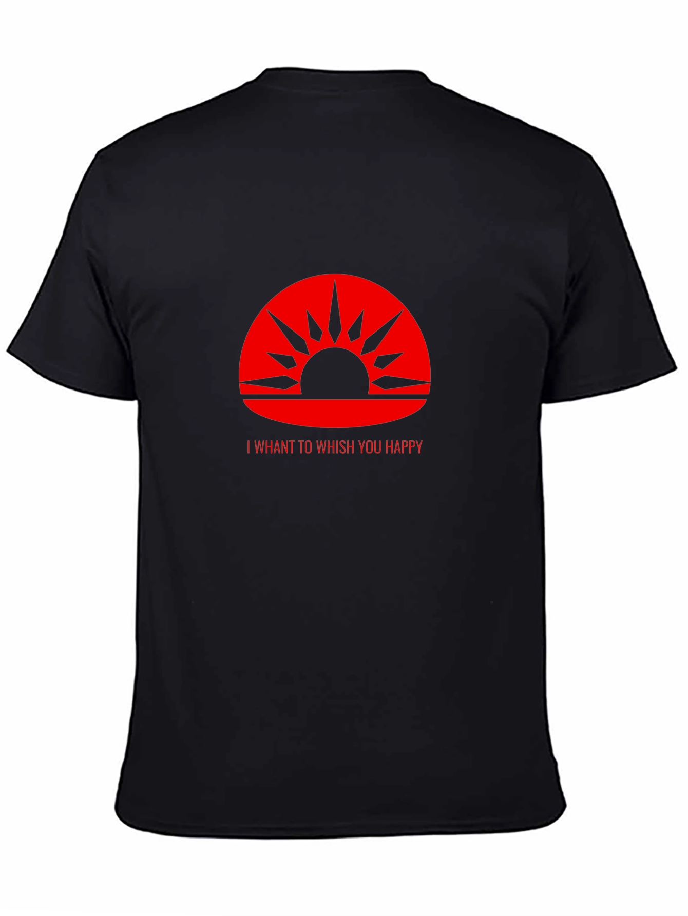 Red Sunrise Graphic Print Black T-Shirt