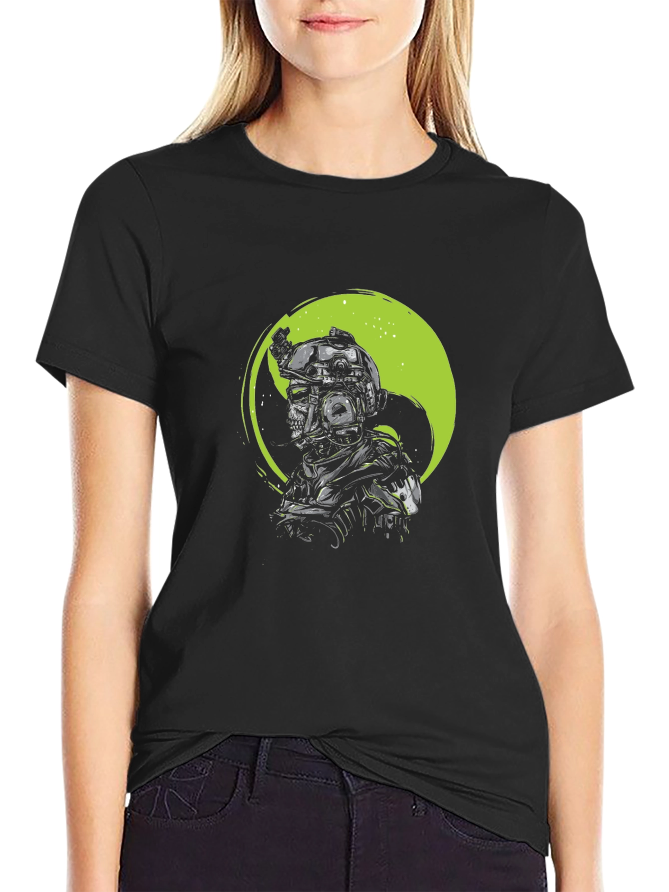 Tactical Skull Graphic T-Shirt - Black