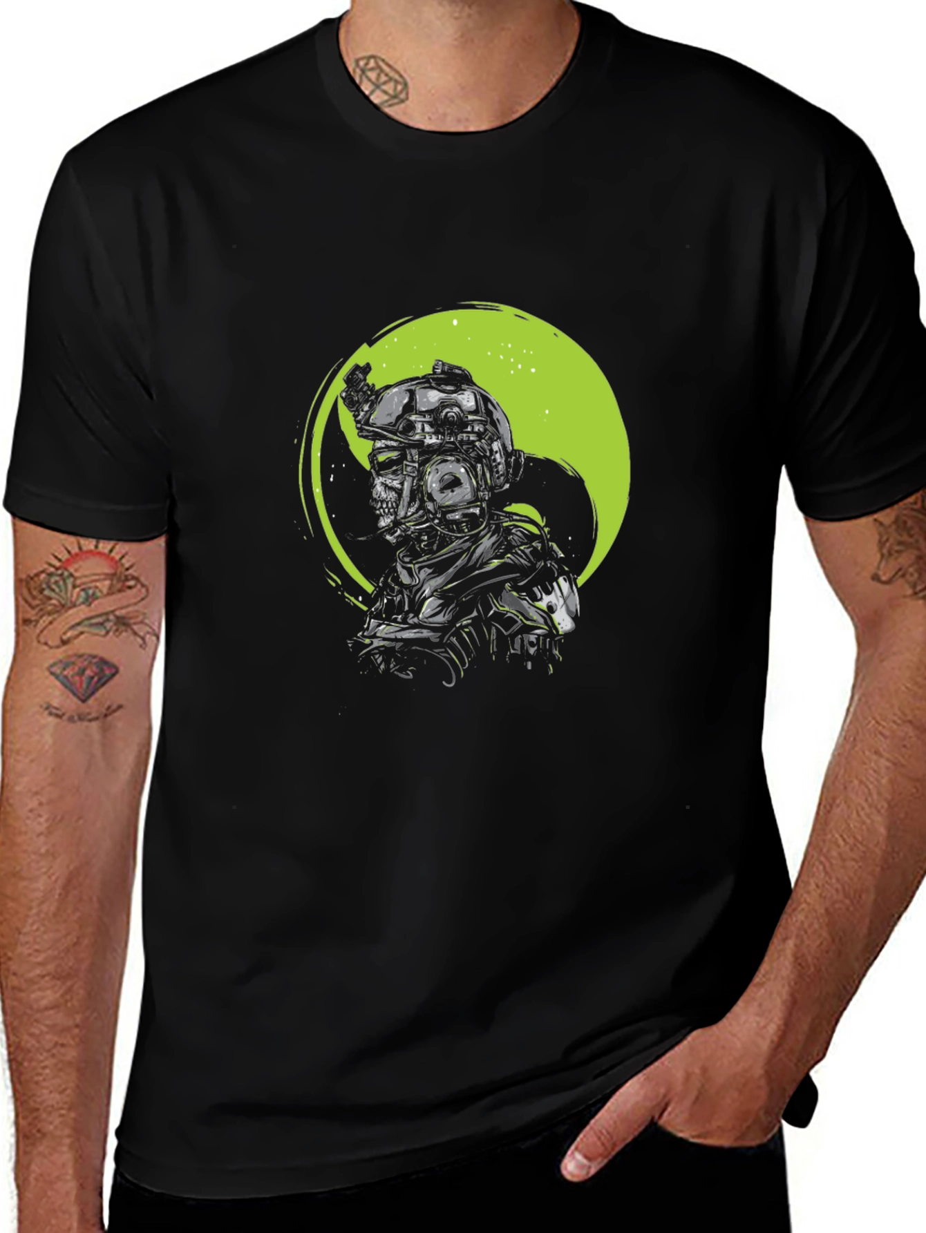 Tactical Skull Graphic T-Shirt - Black