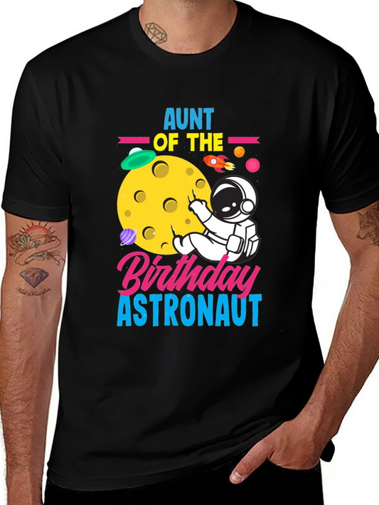 Aunt of the Birthday Astronaut Black T-Shirt