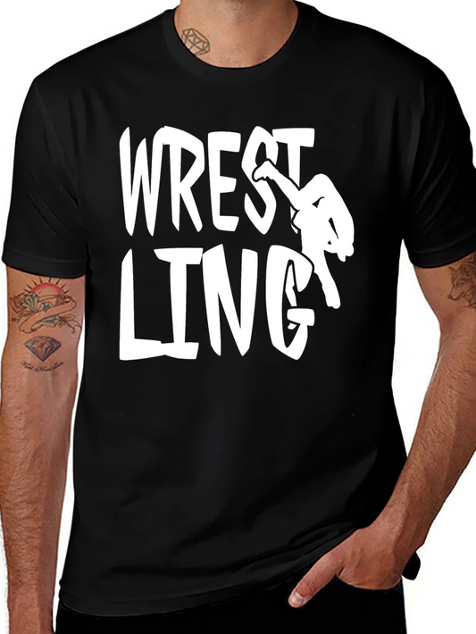 Wrestling Graphic Print Black T-Shirt