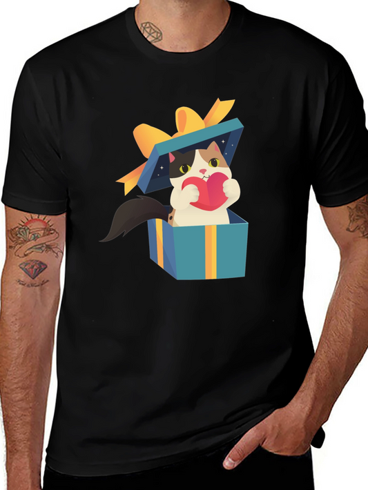 Cat in Gift Box T-Shirt - Unique Design
