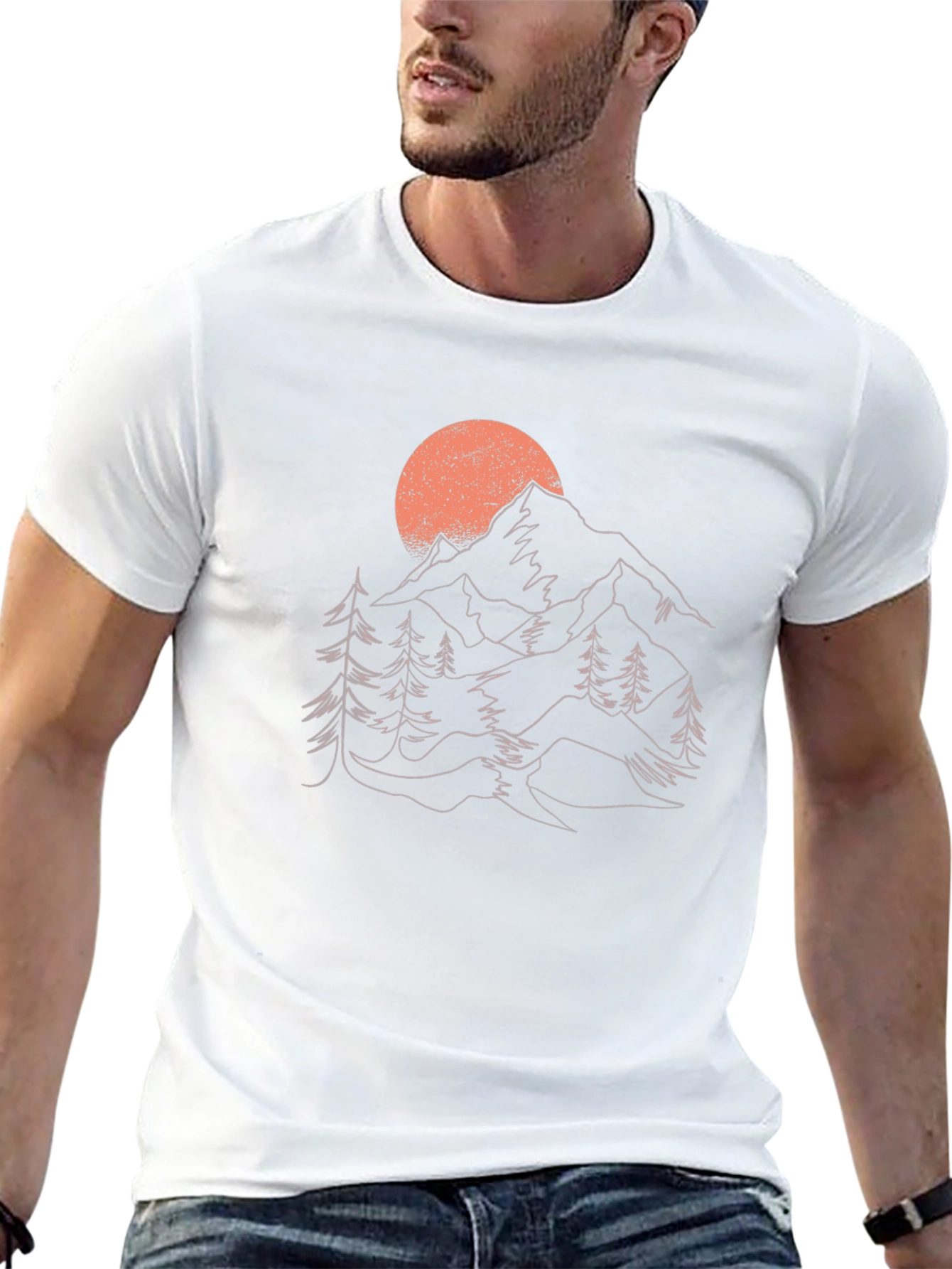 Mountain Sunset Graphic Tee - Nature Inspired Black T-Shirt