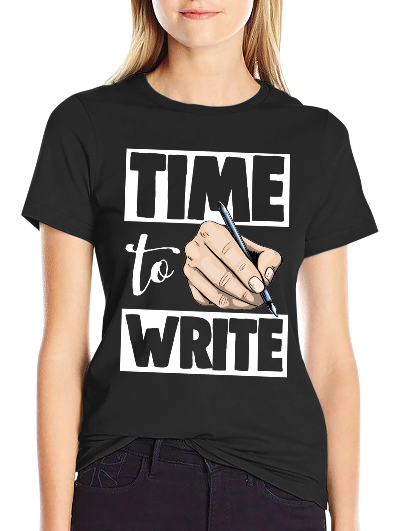 Time to Write Graphic Tee - Black Cotton T-Shirt