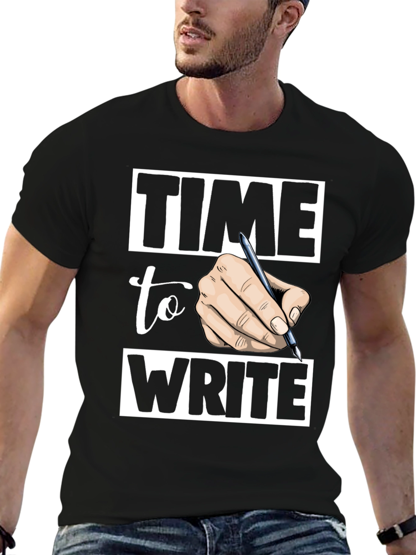 Time to Write Graphic Tee - Black Cotton T-Shirt