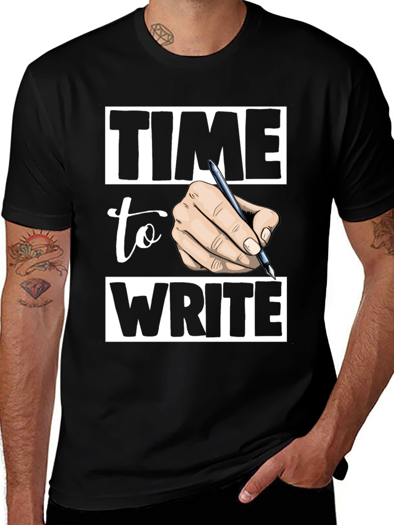 Time to Write Graphic Tee - Black Cotton T-Shirt