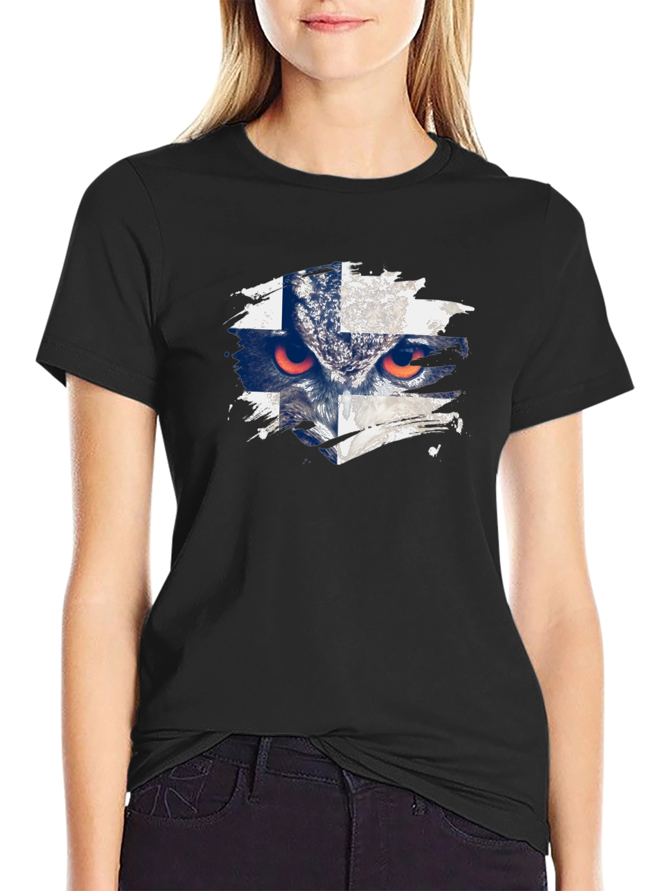Finland Flag Owl Graphic T-Shirt