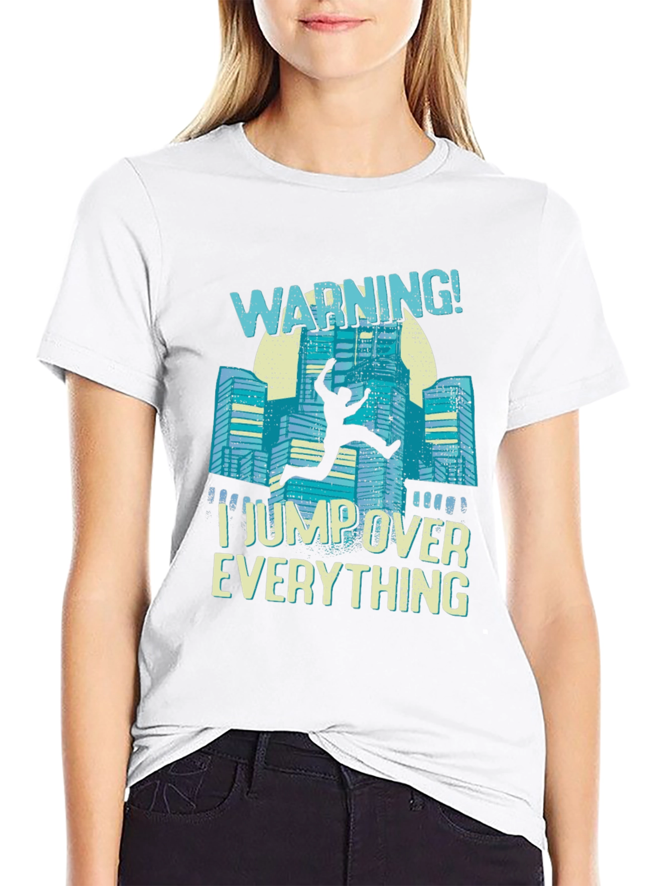 Warning I Jump Over Everything Black T-Shirt