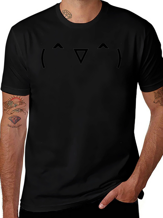 Black T-Shirt with a Cute Cat Face Design