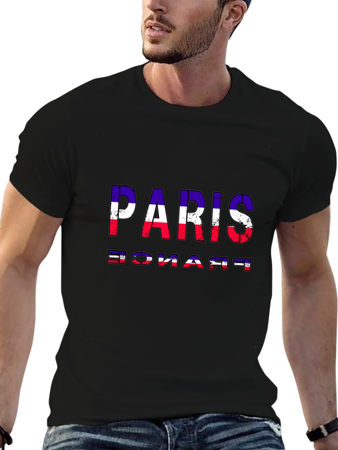Paris France Flag T-Shirt Black