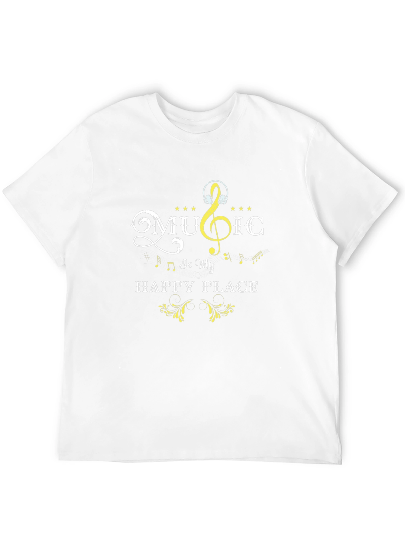 Music is My Happy Place T-Shirt - Black