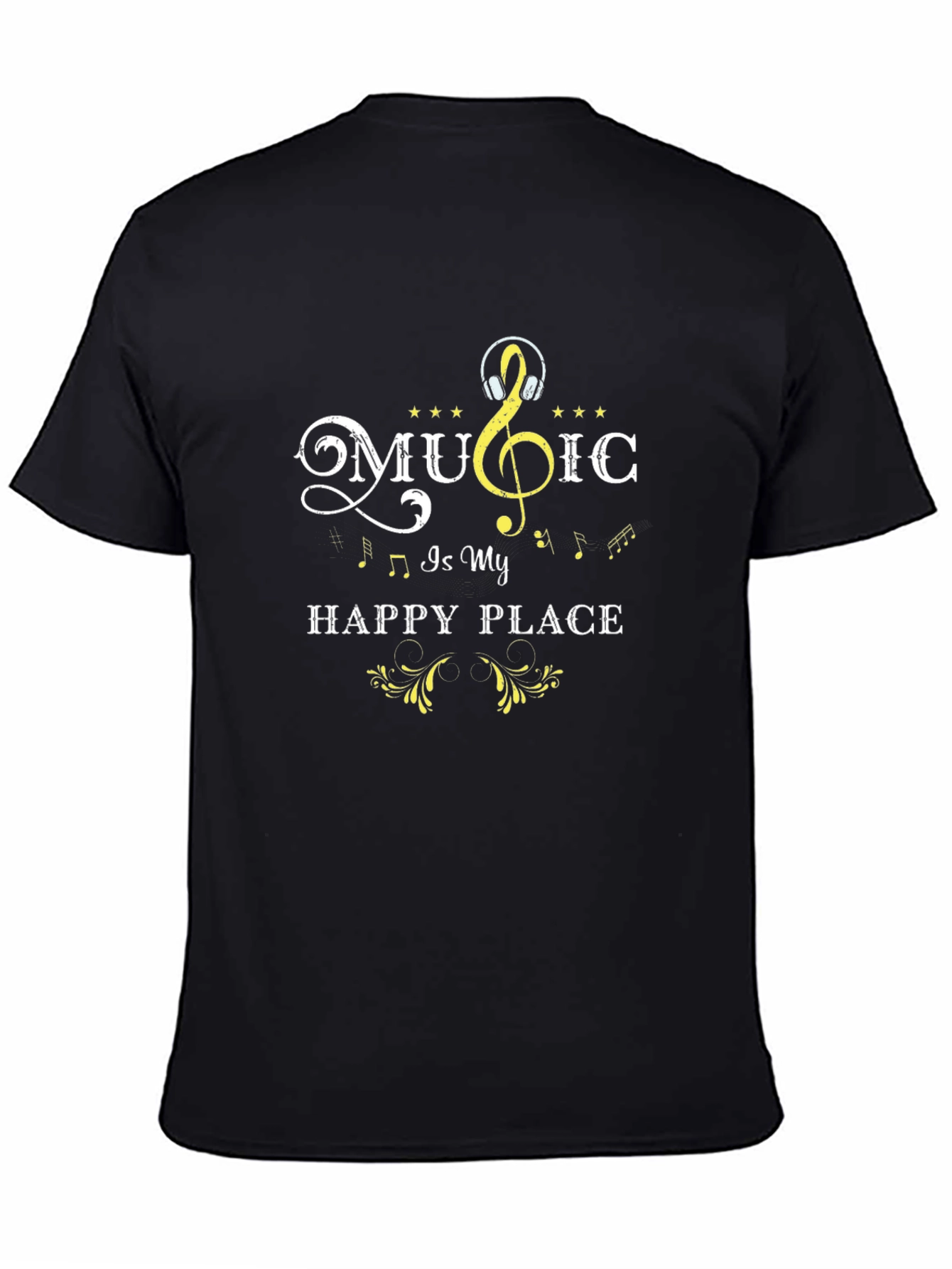 Music is My Happy Place T-Shirt - Black