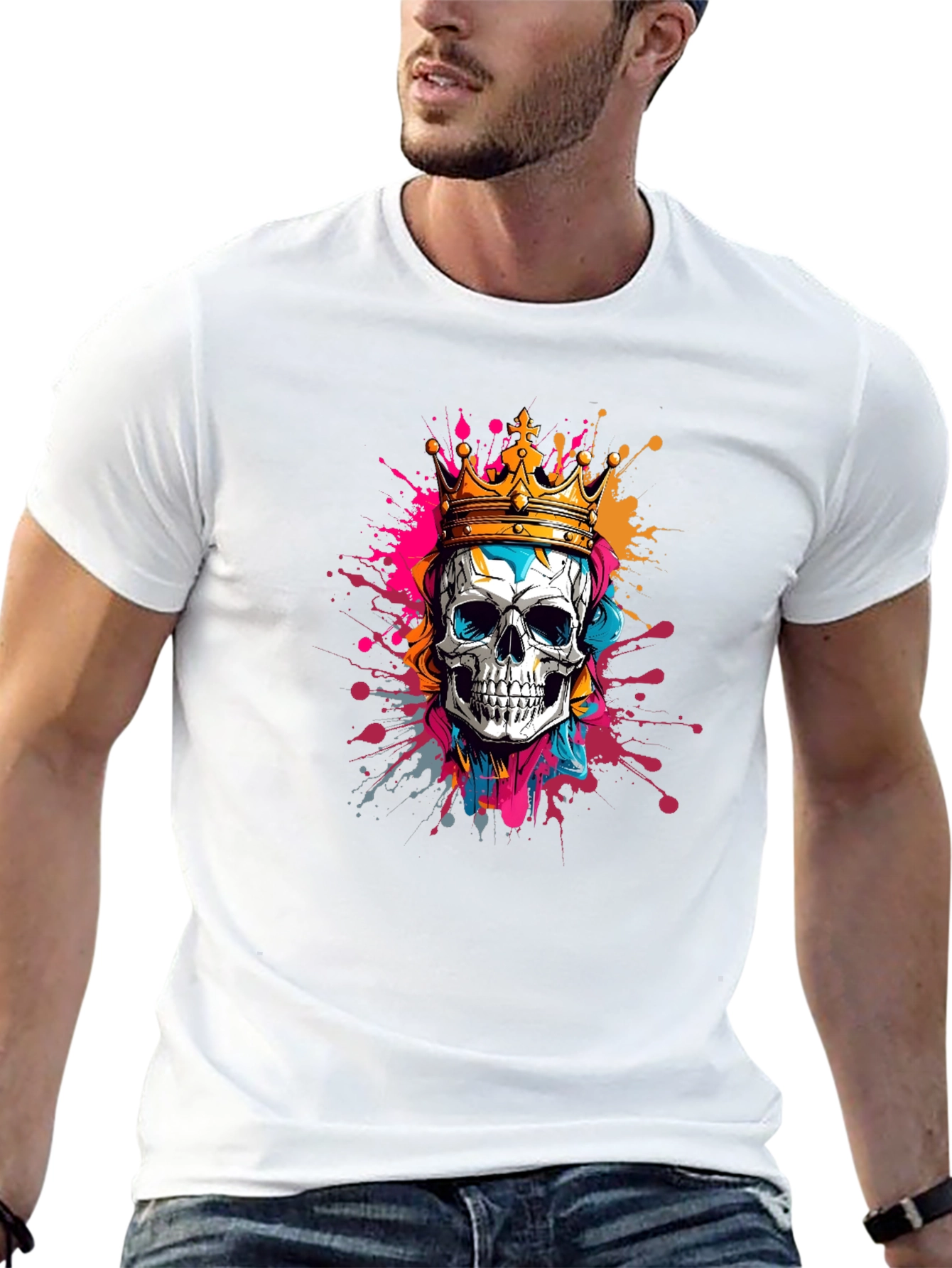 Skull King Graphic Tee - Black Cotton T-Shirt