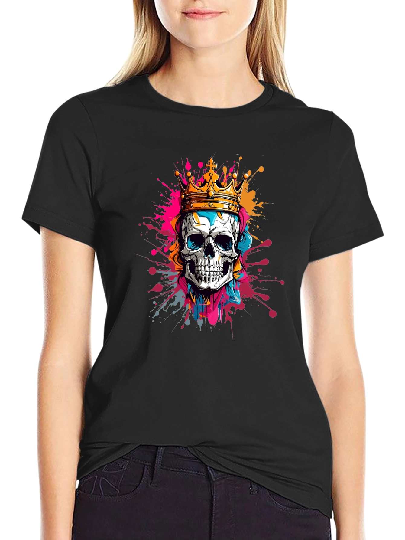 Skull King Graphic Tee - Black Cotton T-Shirt
