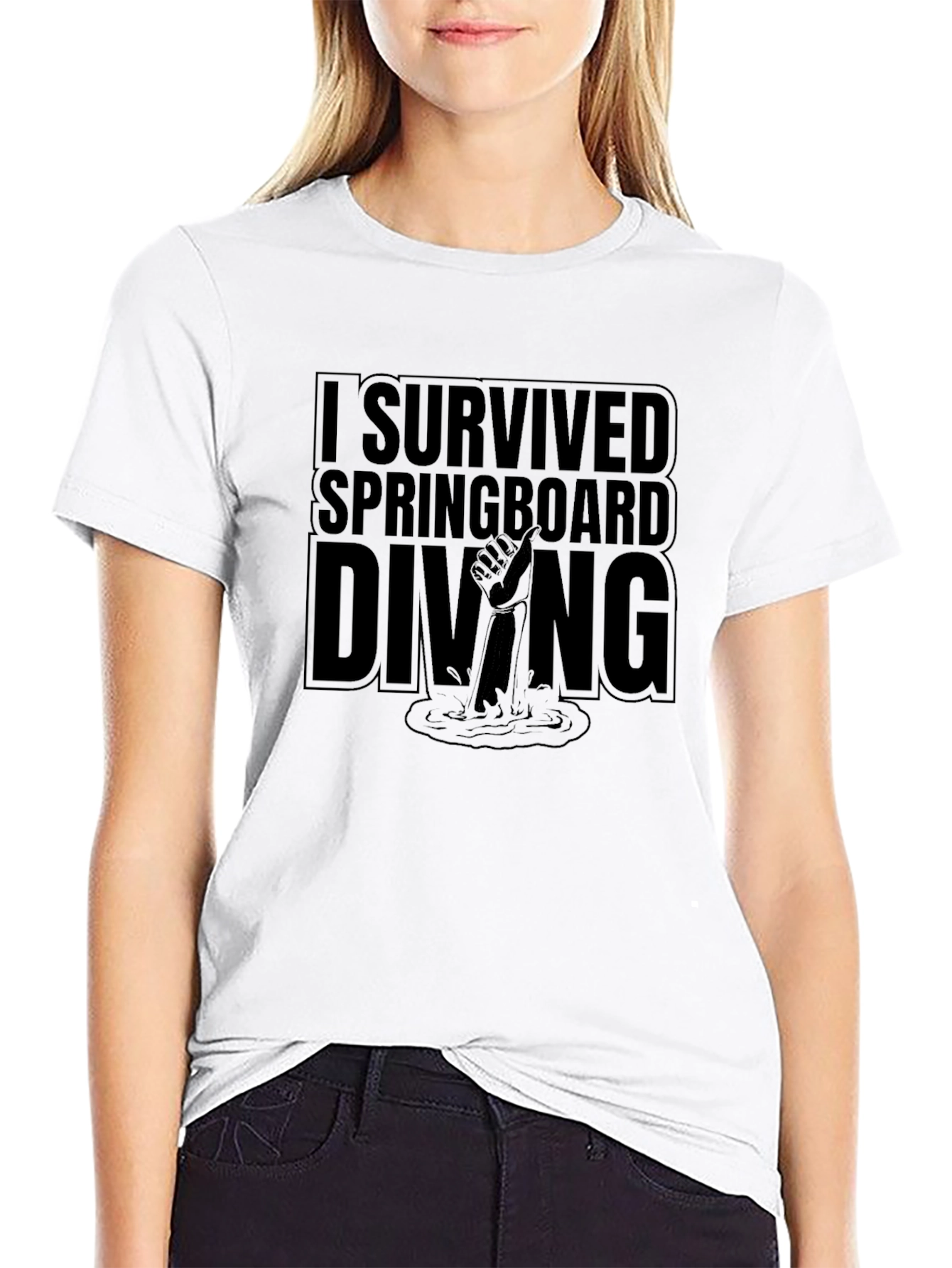 I Survived Springboard Diving Black T-Shirt