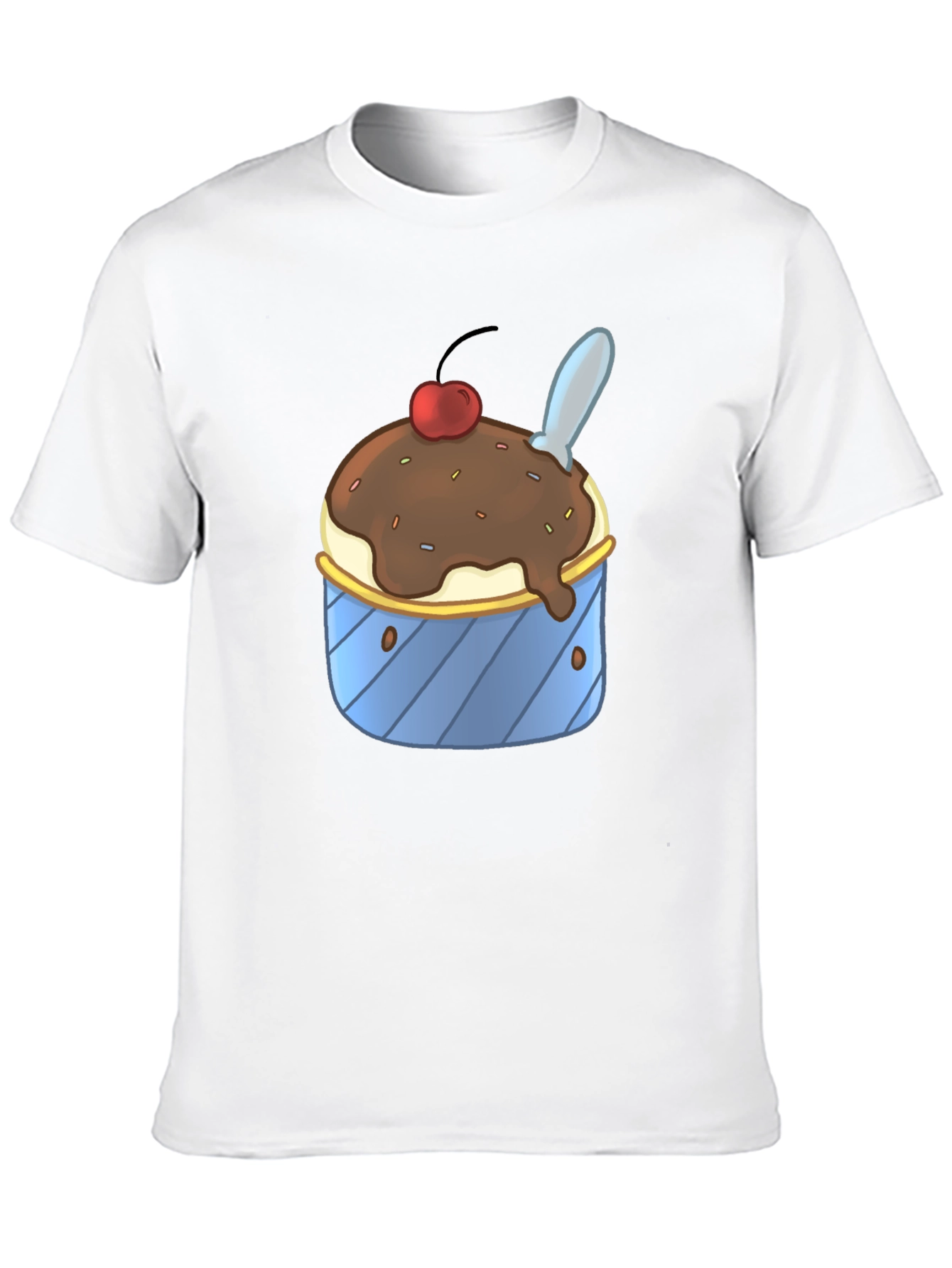 Ice Cream Sundae Graphic Tee - Black Cotton T-Shirt