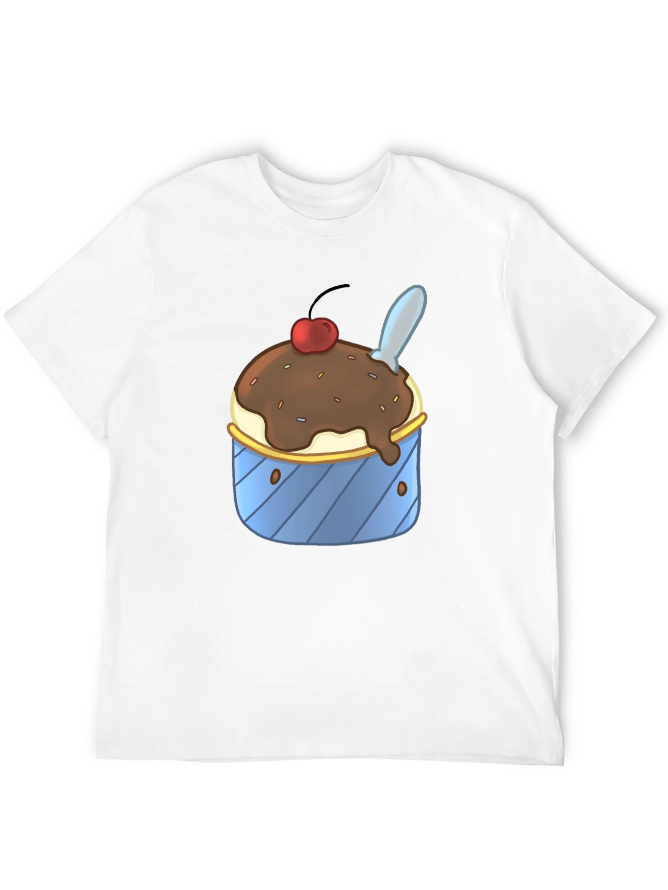 Ice Cream Sundae Graphic Tee - Black Cotton T-Shirt