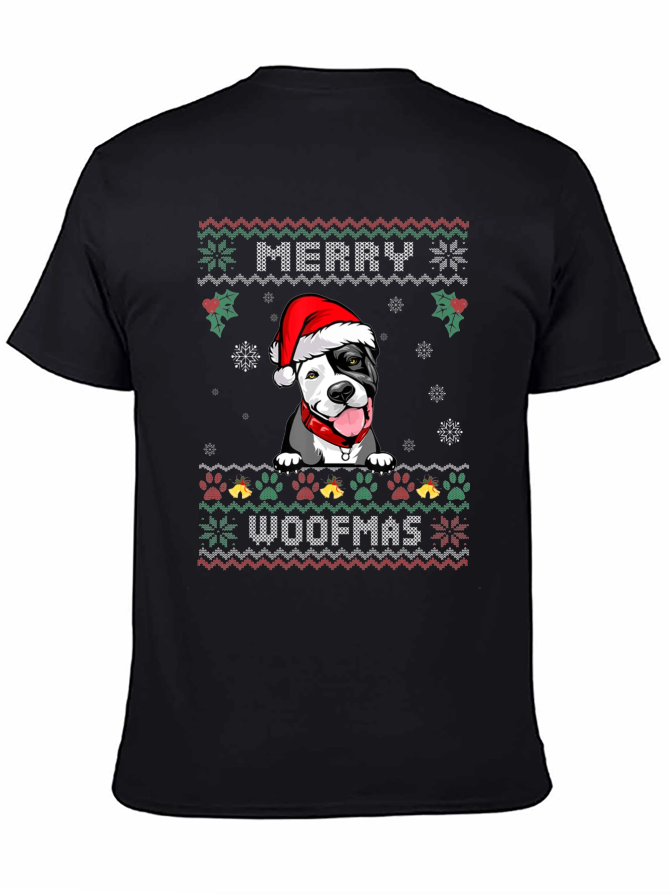 Merry Woofmas Pitbull Ugly Christmas Sweater T-Shirt