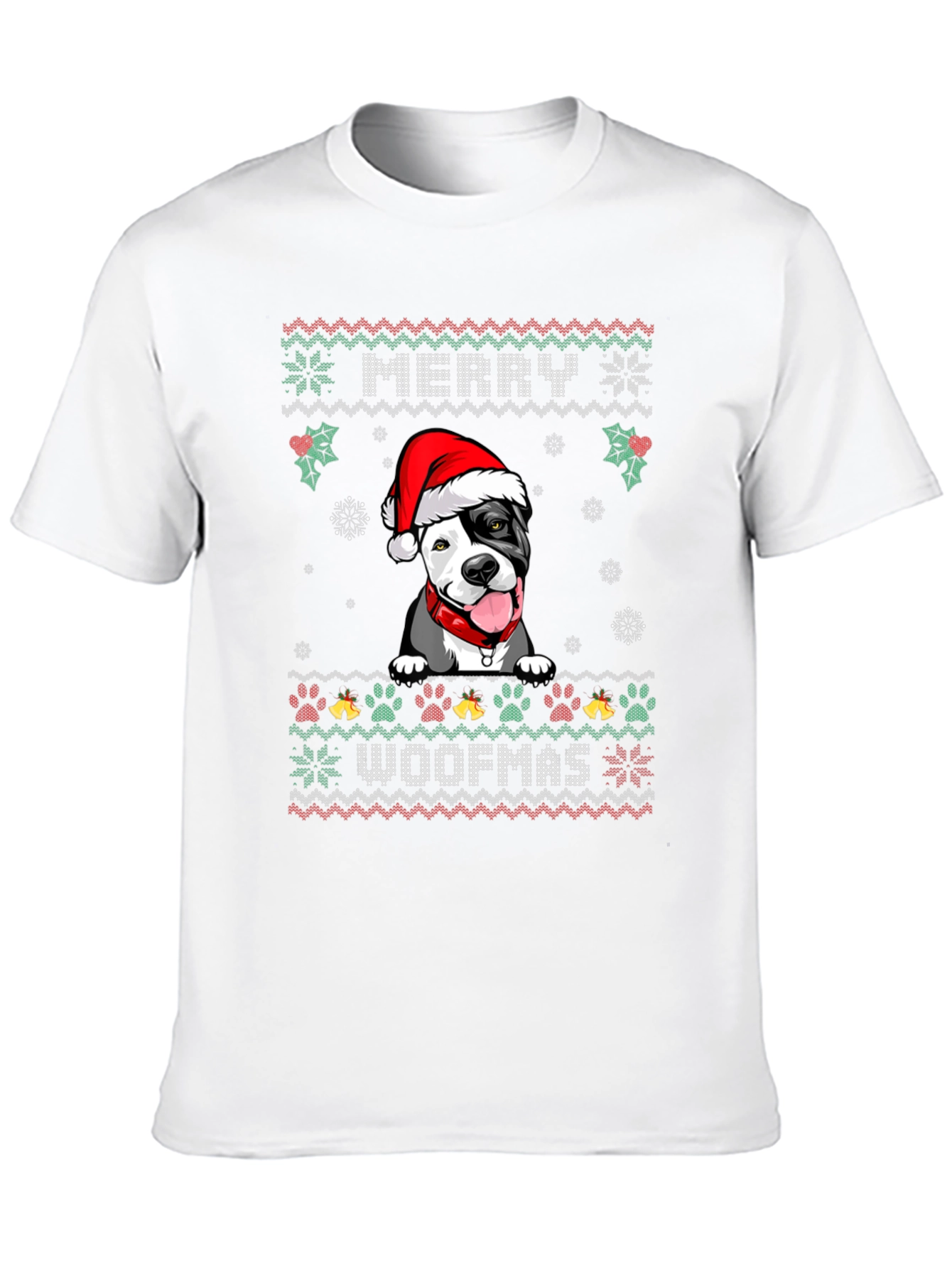 Merry Woofmas Pitbull Ugly Christmas Sweater T-Shirt