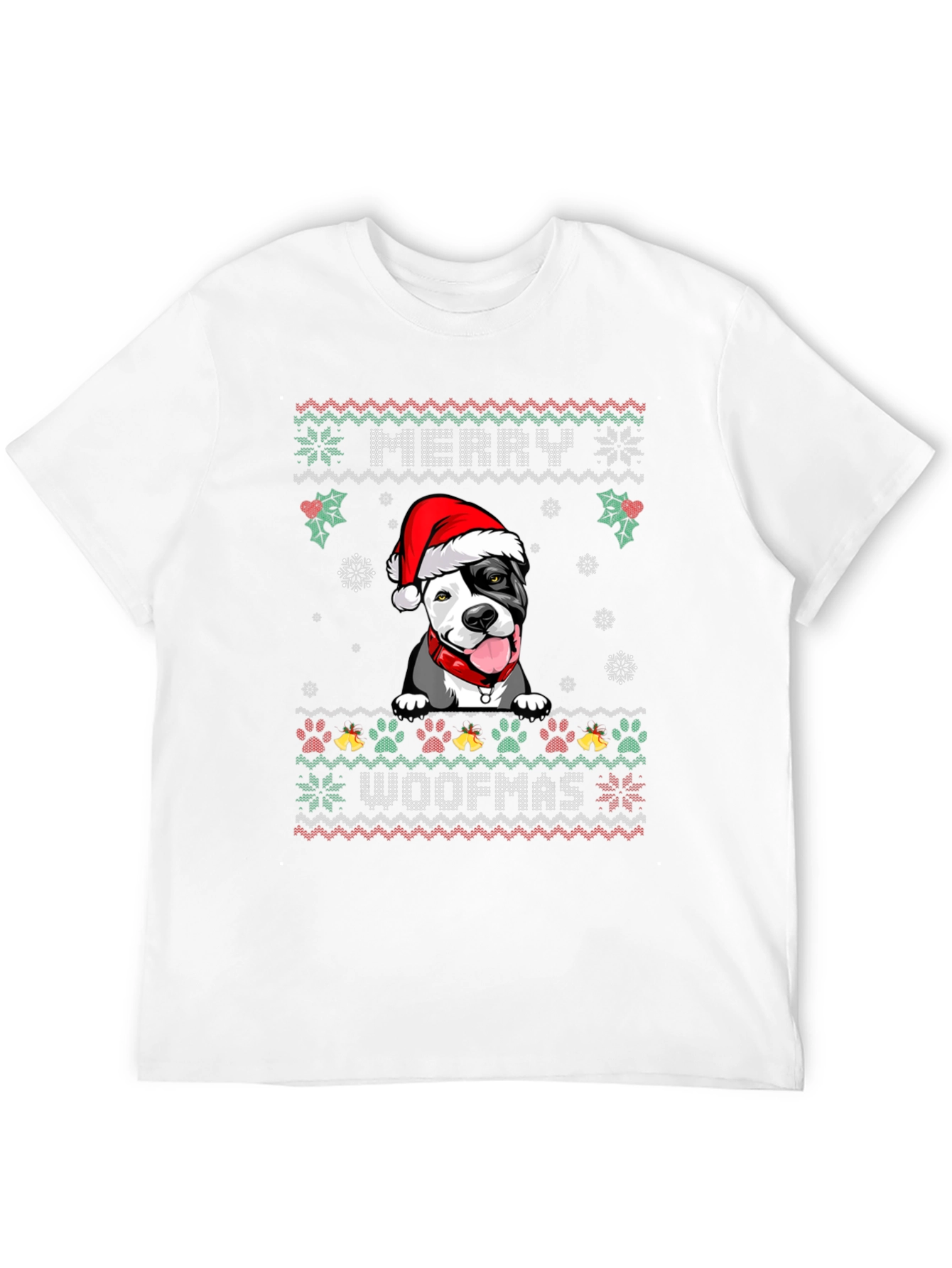 Merry Woofmas Pitbull Ugly Christmas Sweater T-Shirt
