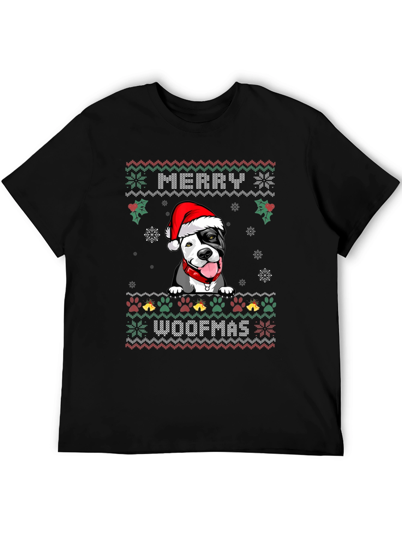 Merry Woofmas Pitbull Ugly Christmas Sweater T-Shirt