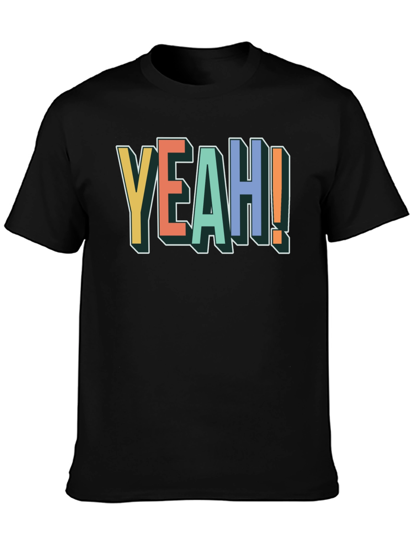 Yeah! Graphic Print Cotton T-Shirt - Black