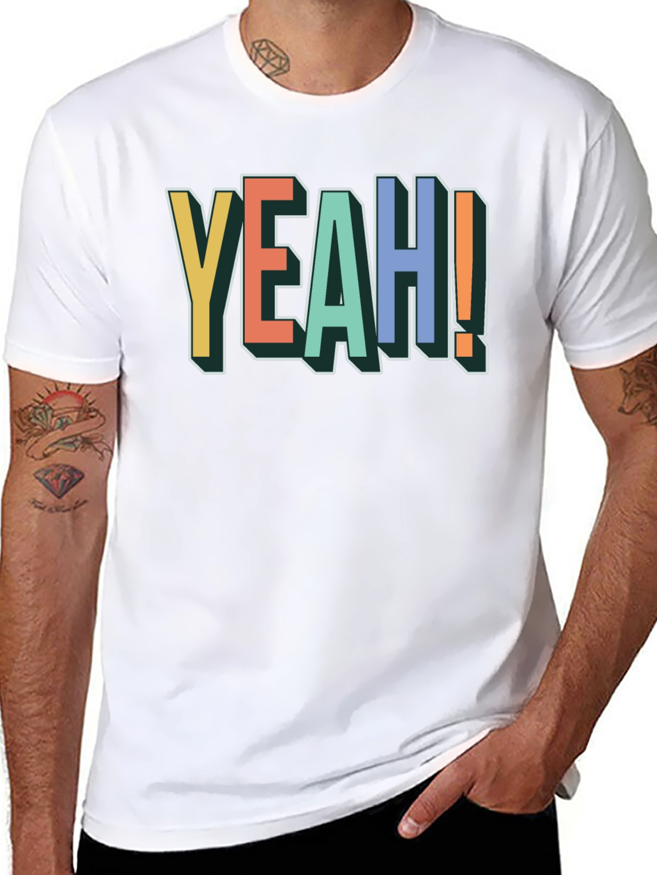 Yeah! Graphic Print Cotton T-Shirt - Black