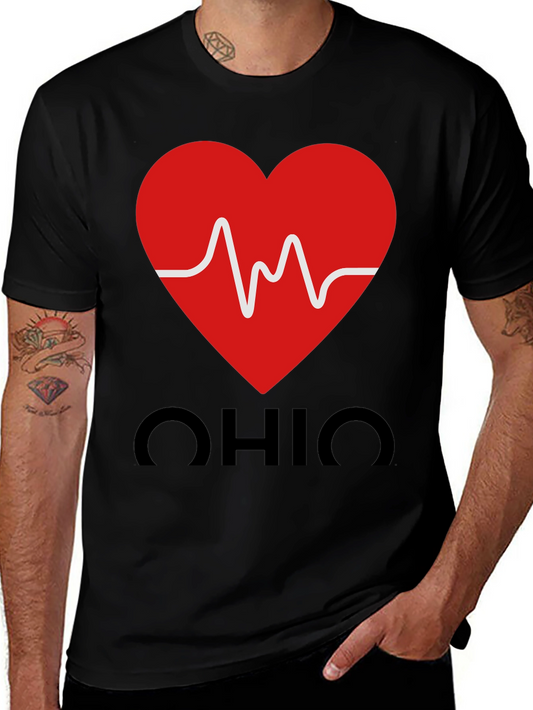 Ohio Heartbeat Graphic Tee - Black Cotton T-Shirt